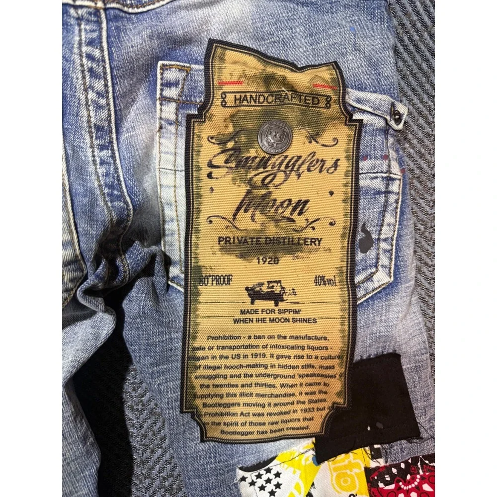 NWT Smugglers Moon Men's Patchwork Y2K  Jeans Mens Size 28x31 Brand New